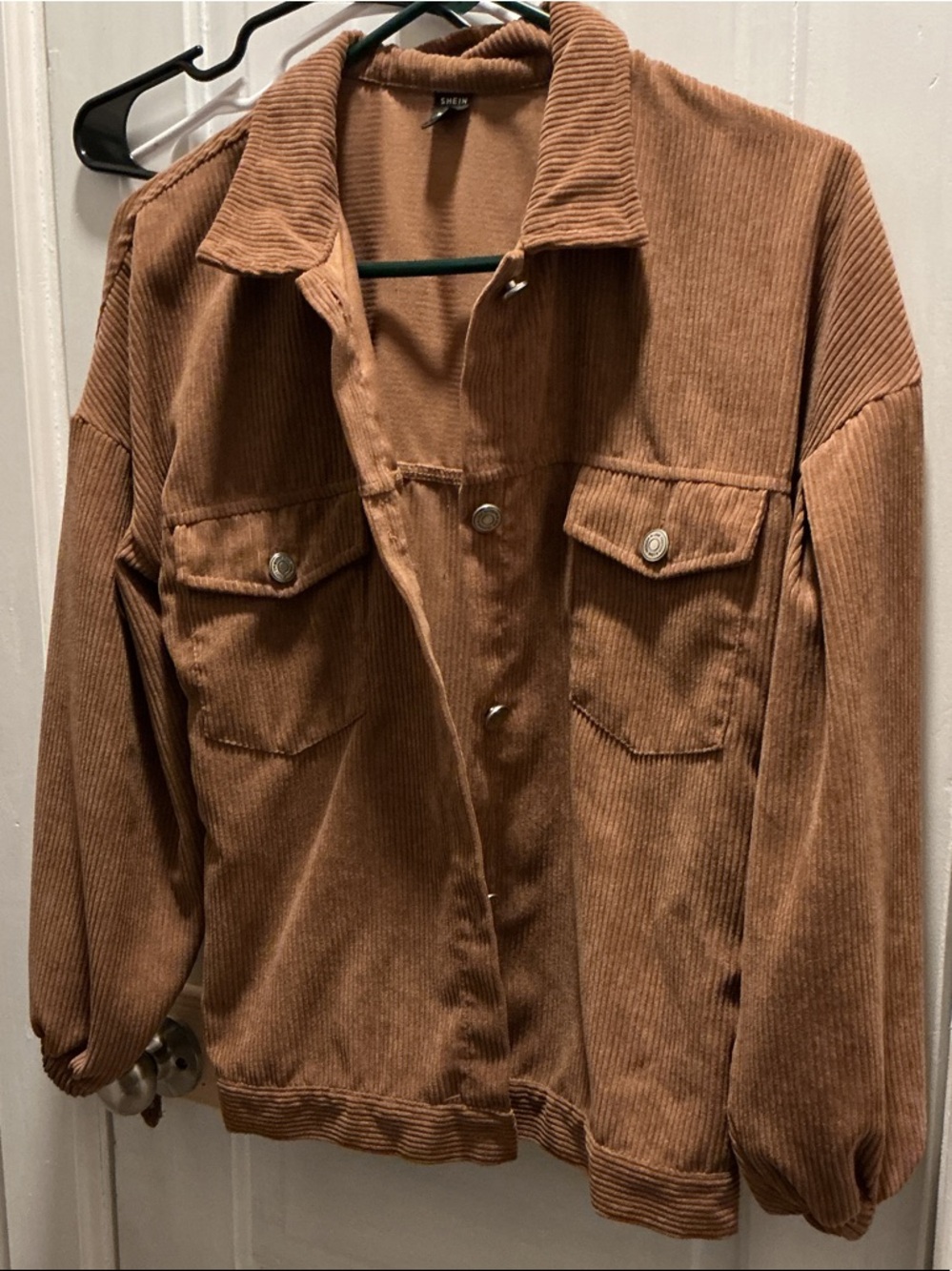 SHEIN Caramel Corduroy Button-Up Jacket